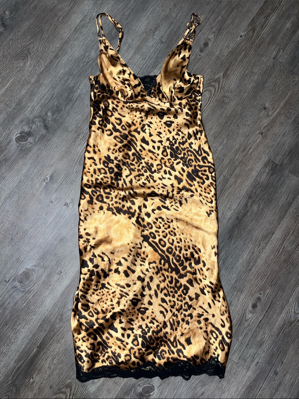 Silky Leopard-Print Satin Slip Dress